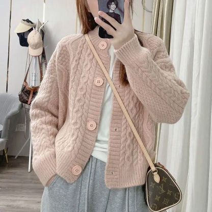 Damen Strickjacke Zopfmuster Kuschelig Eveloria