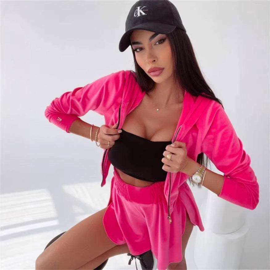 Damen Sport-Set Cropped Hoodie und Shorts Eveloria