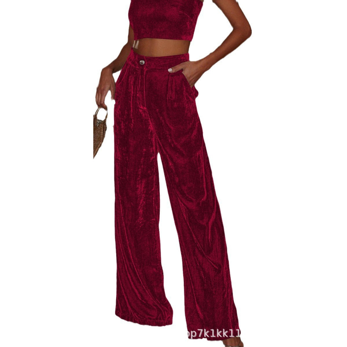 Damen Samt-Hosen Weite Passform Hohe Schlitze Eveloria
