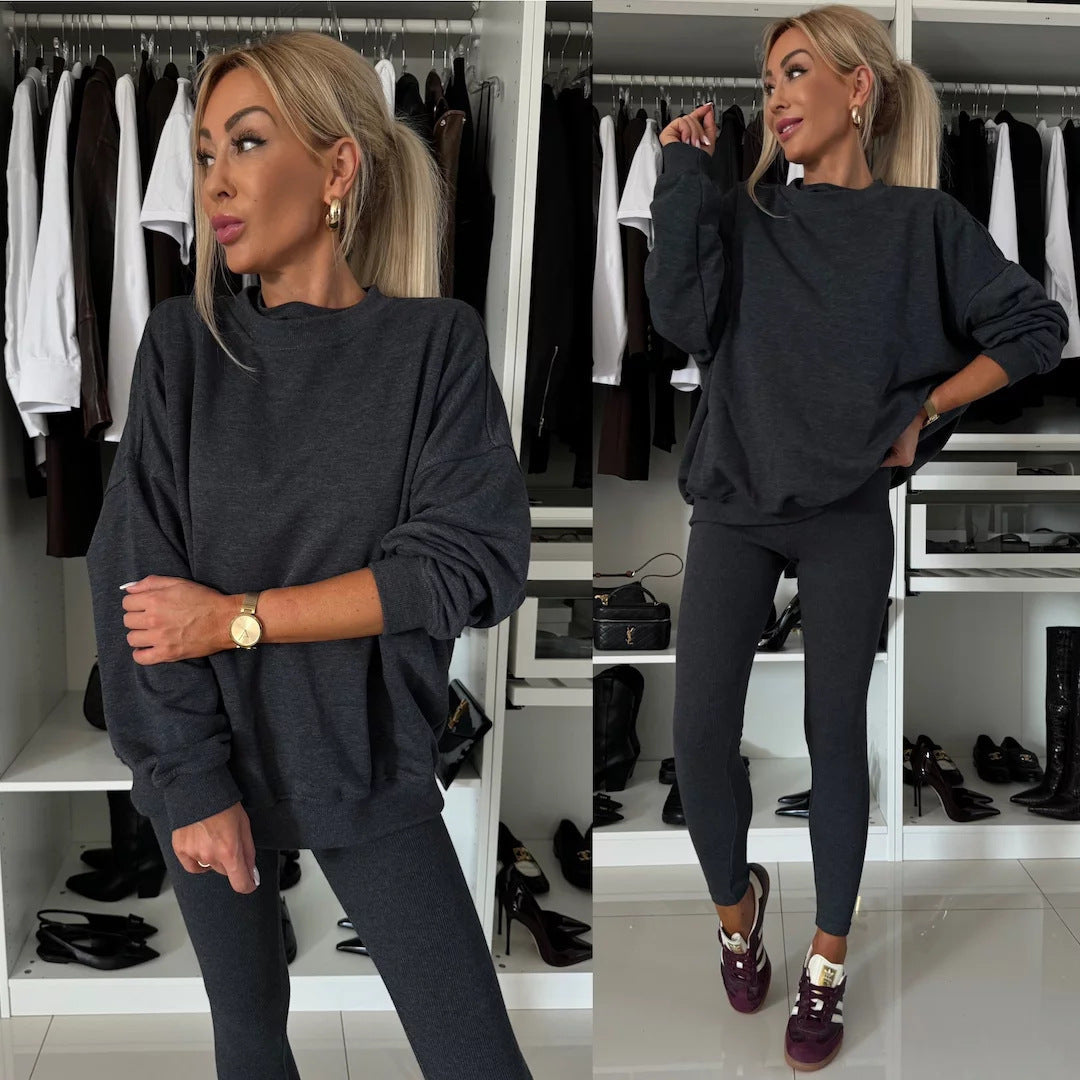 Damen Sweatshirt und Leggings Lässig Grau Eveloria