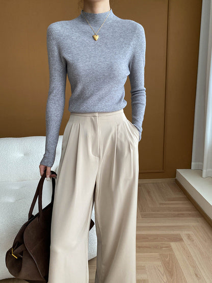 Damen Feinstrickpullover Hochkragen Elegante Passform
