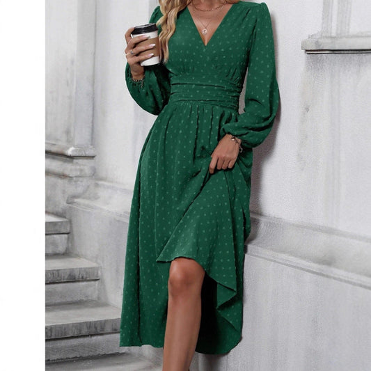 Damen Maxikleid Wickeloptik Elegantes Kleid - Eveloria