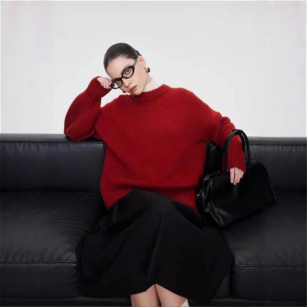 Damen Strickpullover Langärmlig Höher Kragen Eveloria
