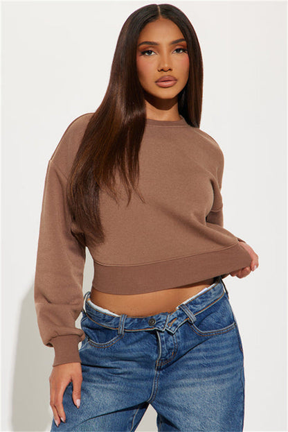 Damen Cropped Sweatshirt Voluminöse Ärmel Eveloria