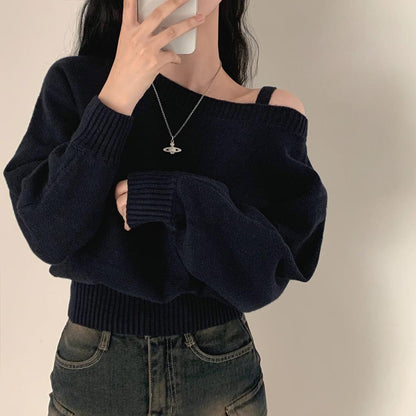 Damen Pullover mit Schulterdesign Lässiger Schnitt Eveloria