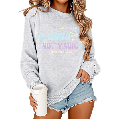 Damen Sweatshirt Mathematikdruck Lässig Grau Eveloria