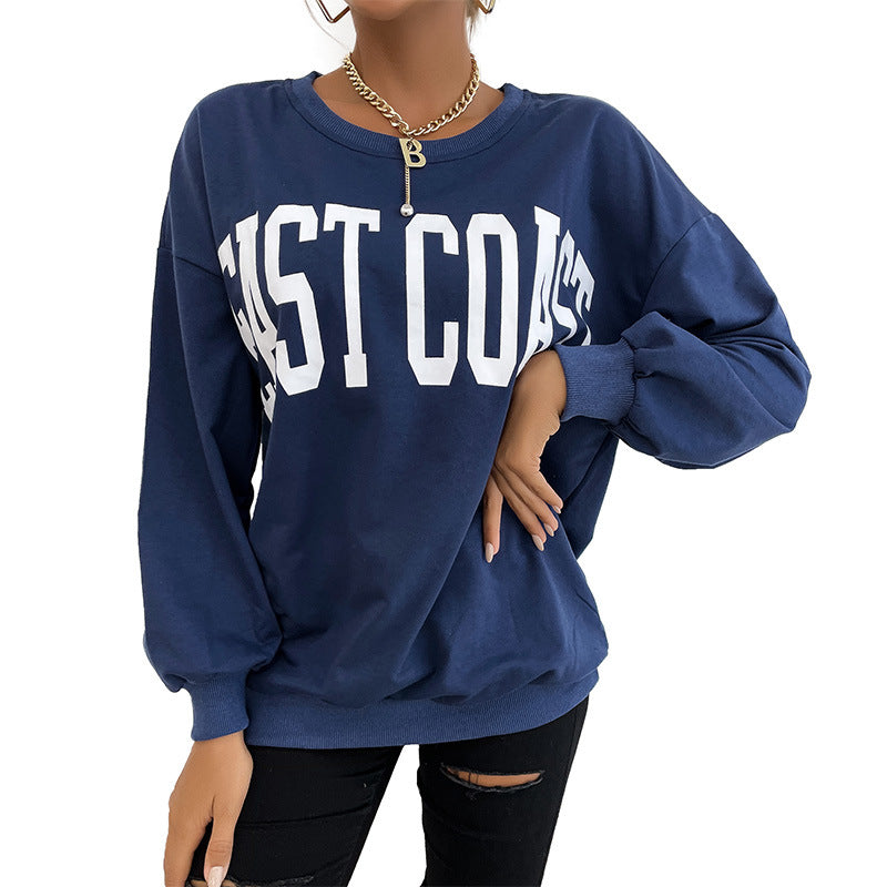 Damen Oversize Pullover mit Schriftzug, Lässig, Eveloria