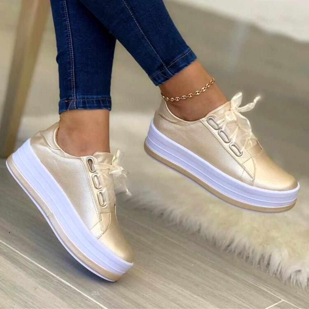 Eveloria Damen High Plateau Sneaker Gold - Eveloria