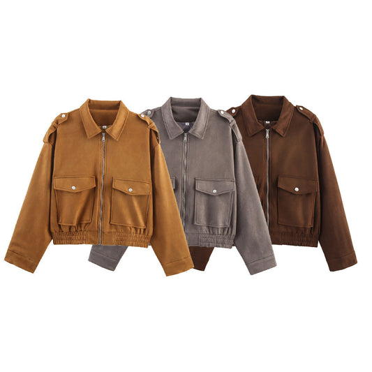 Damen Outdoorjacke Lässig Reißverschluss Große Taschen Schwarz - Eveloria