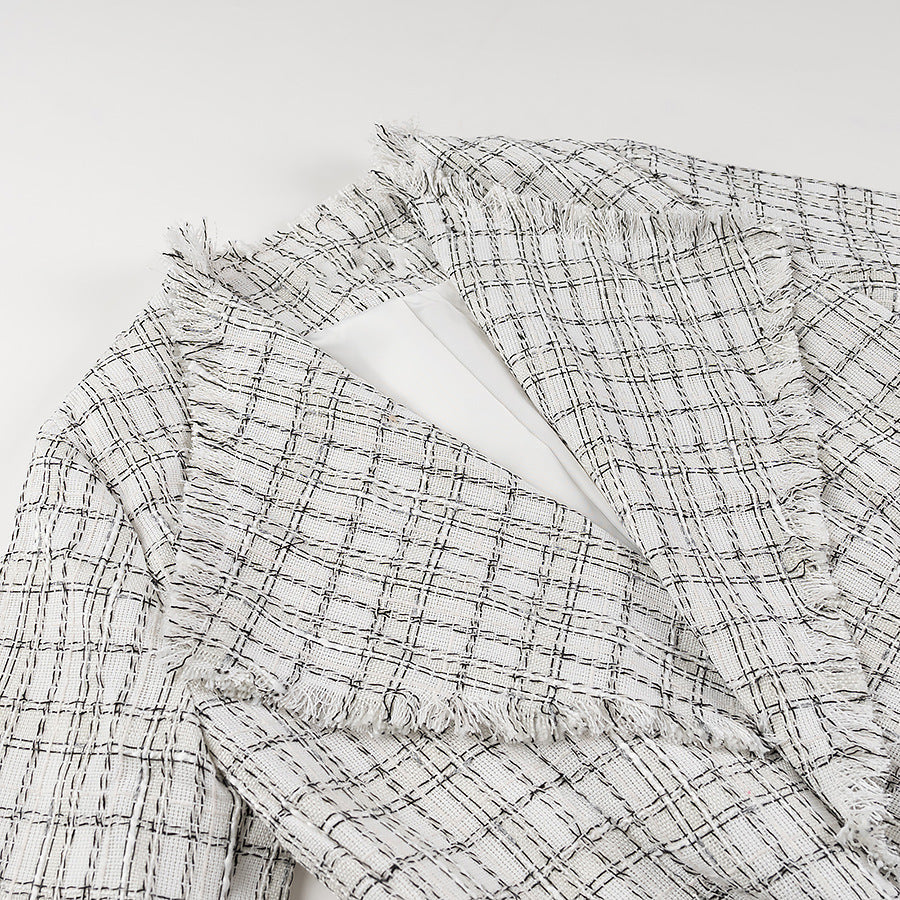 Damen Blazer mit Gürtel Strukturiertes Muster Eveloria