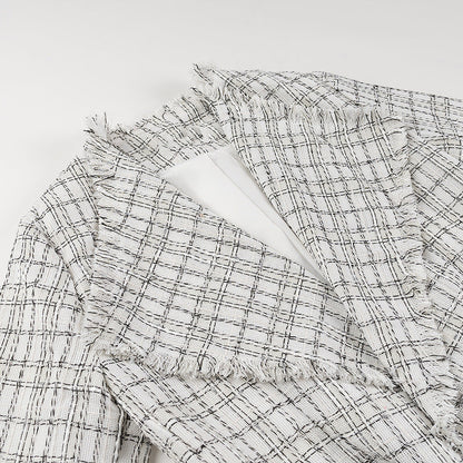 Damen Blazer mit Gürtel Strukturiertes Muster Eveloria
