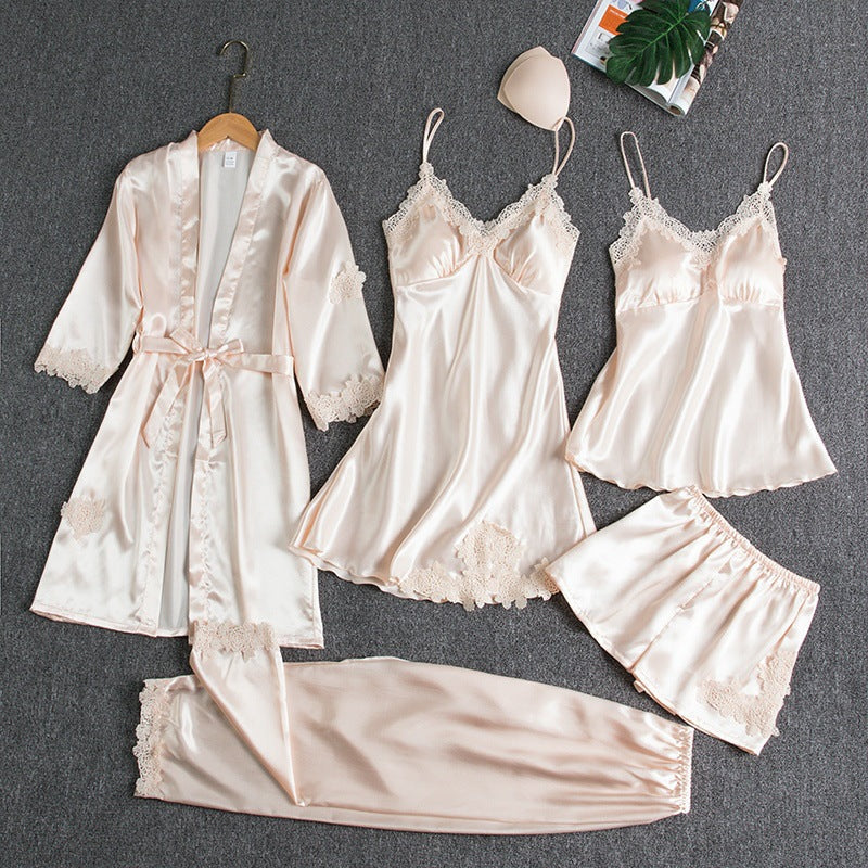 Damen Pyjama Anzug Baumwolle Weich Beige