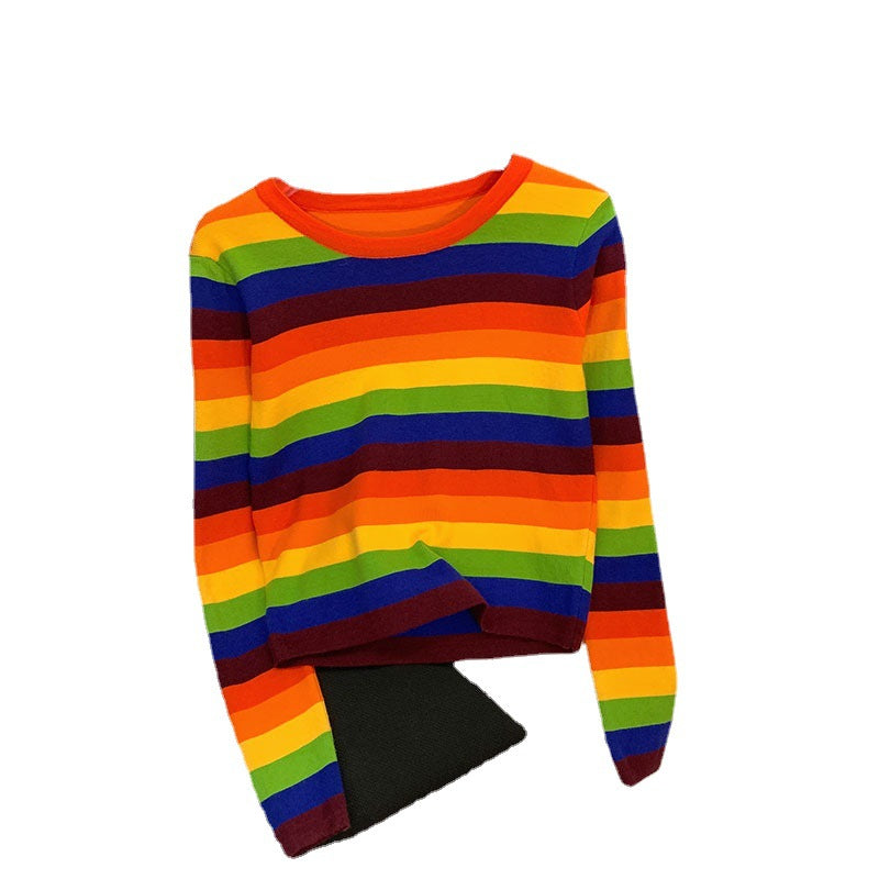 Damen Langarmshirt Gestreift Farbenfroh Eveloria
