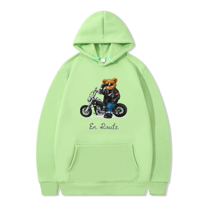 Damen Kapuzenpullover Bärenmotiv Lässig Grau Eveloria