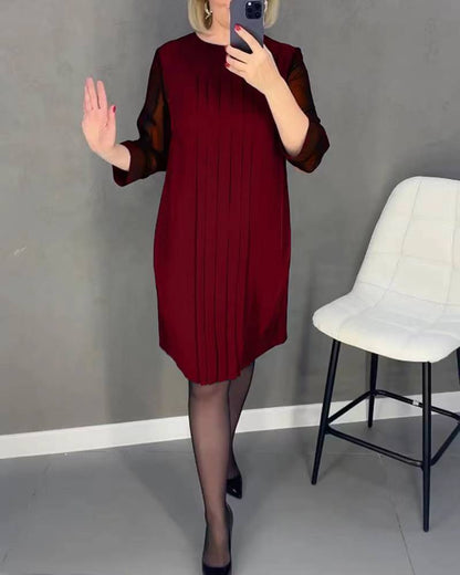 Damen Rüschenkleid transparente Ärmel Eveloria
