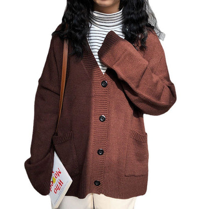 Damen Cardigan Lässiger Schnitt Überschnittene Schultern Beige