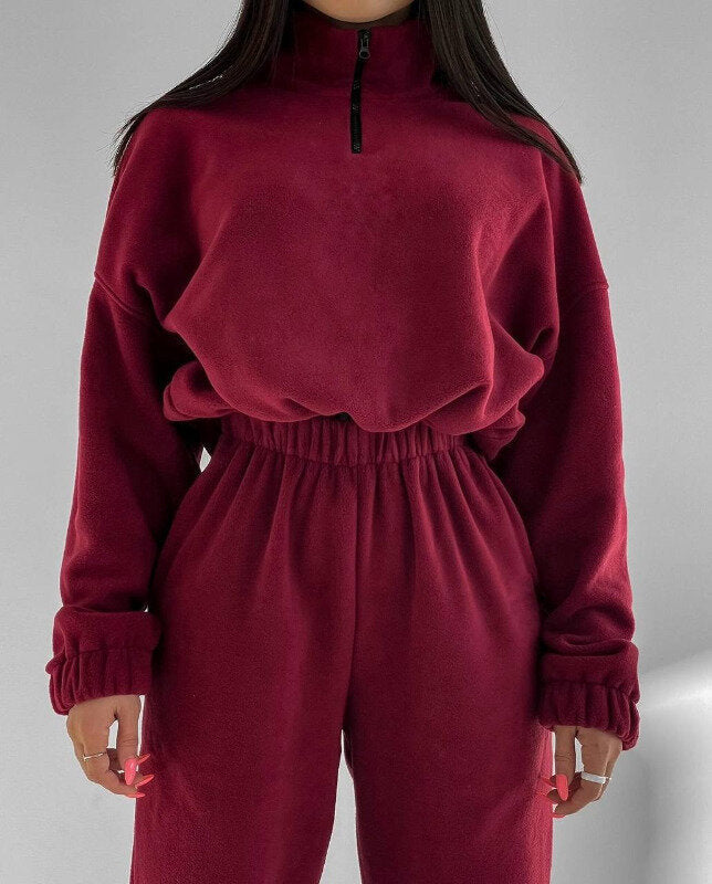 Damen Fleece-Sweatanzug mit Hochkragen
