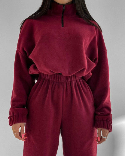 Damen Fleece-Sweatanzug mit Hochkragen