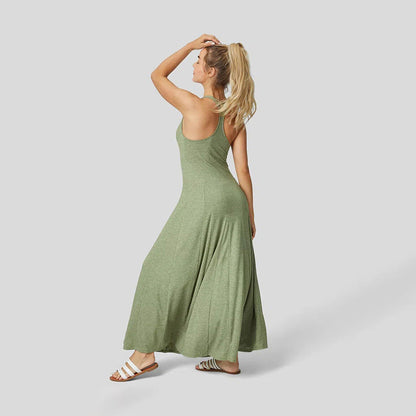 Damen Maxikleid Fließender Schnitt Rundhalsausschnitt Eveloria