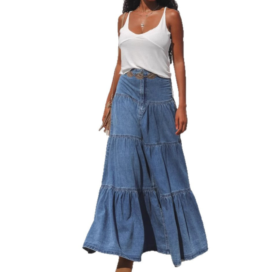 Damen Maxikleid Lässig Voluminöse Rüschen Eveloria