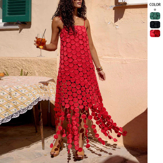Damen Maxikleid Kreiselement Schwingender Schnitt Eveloria - Eveloria