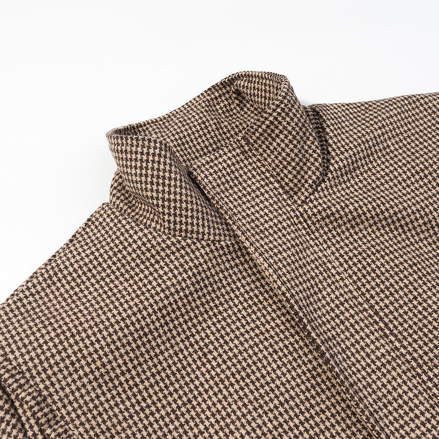 Damen Übergangsjacke Klassisches Karomuster Stehkragen