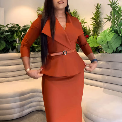 Damen Business Kleid mit Abnehmbarem Gürtel Eveloria