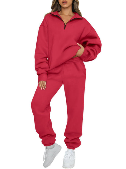 Damen Sweatpants-Set mit Stehkragen und Kängurutasche Eveloria