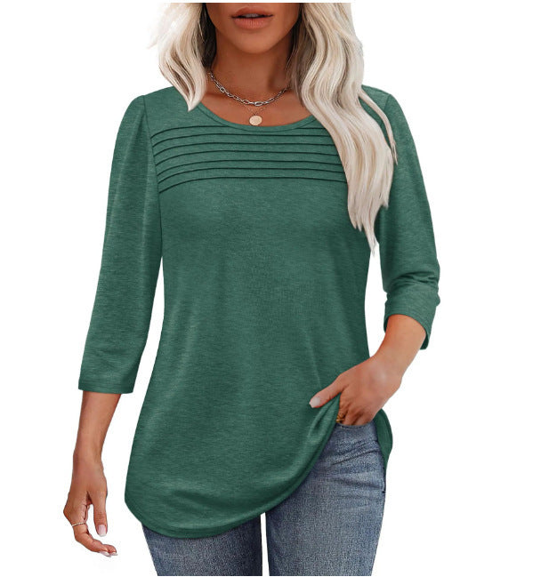 Damen Langarmshirt Plissee-Details Eveloria