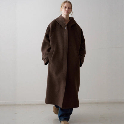 Damen Wollmantel Oversized mit Kapuze Eveloria