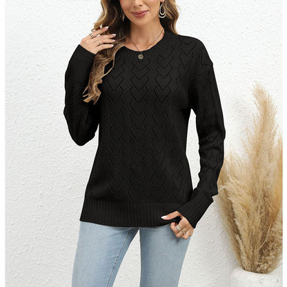 Damen Strickpullover Herzmuster Eveloria
