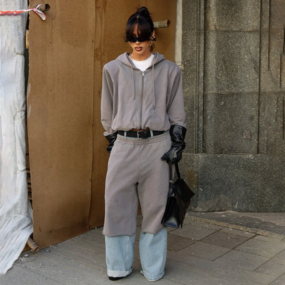 Damen Jumpsuit mit Hoodie und weitem Bein Eveloria