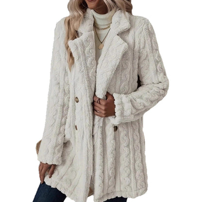 Damen Strickmantel mit besonderer Textur und eleganten Knöpfen