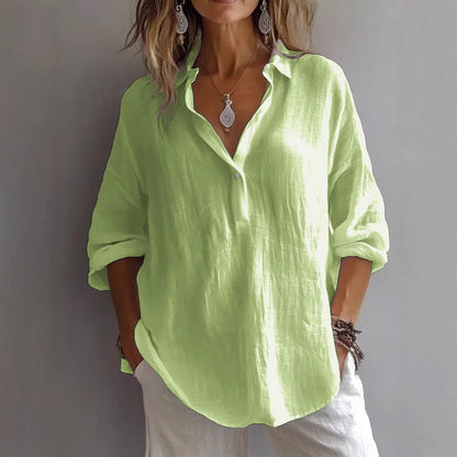Damen Bluse mit Knöpfen Lockere Passform Weiß Eveloria