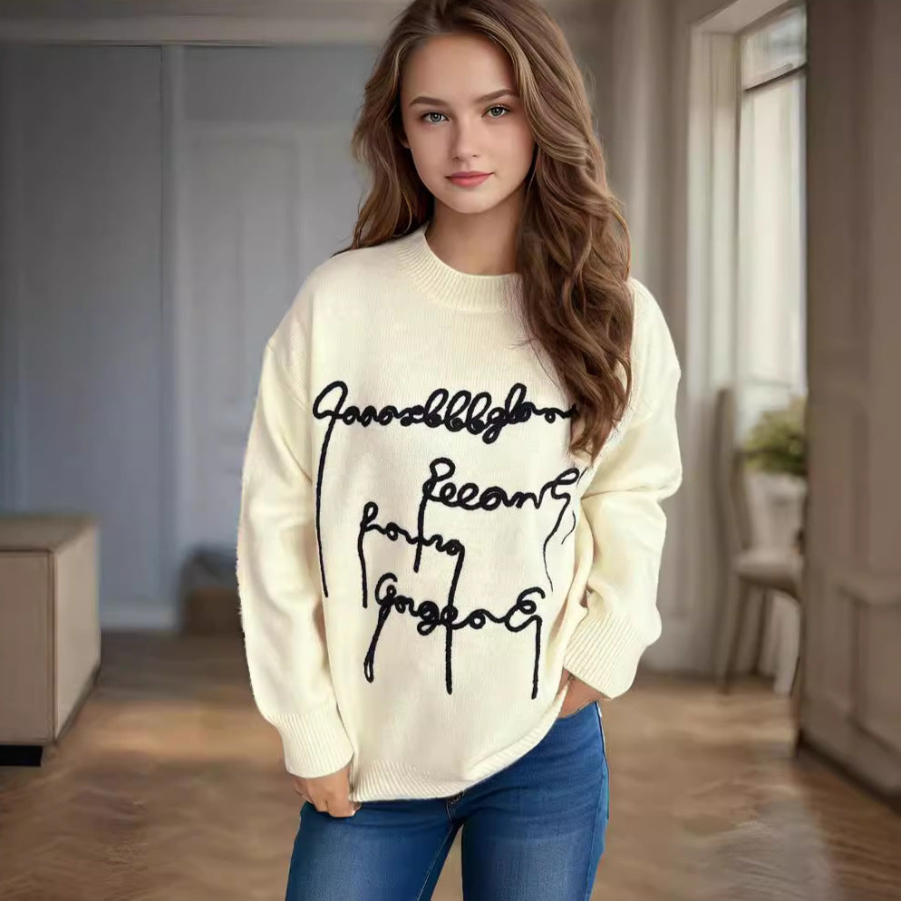 Damen Oversized-Pullover Eveloria mit Schriftzug - Eveloria