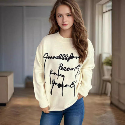 Damen Oversized-Pullover Eveloria mit Schriftzug - Eveloria