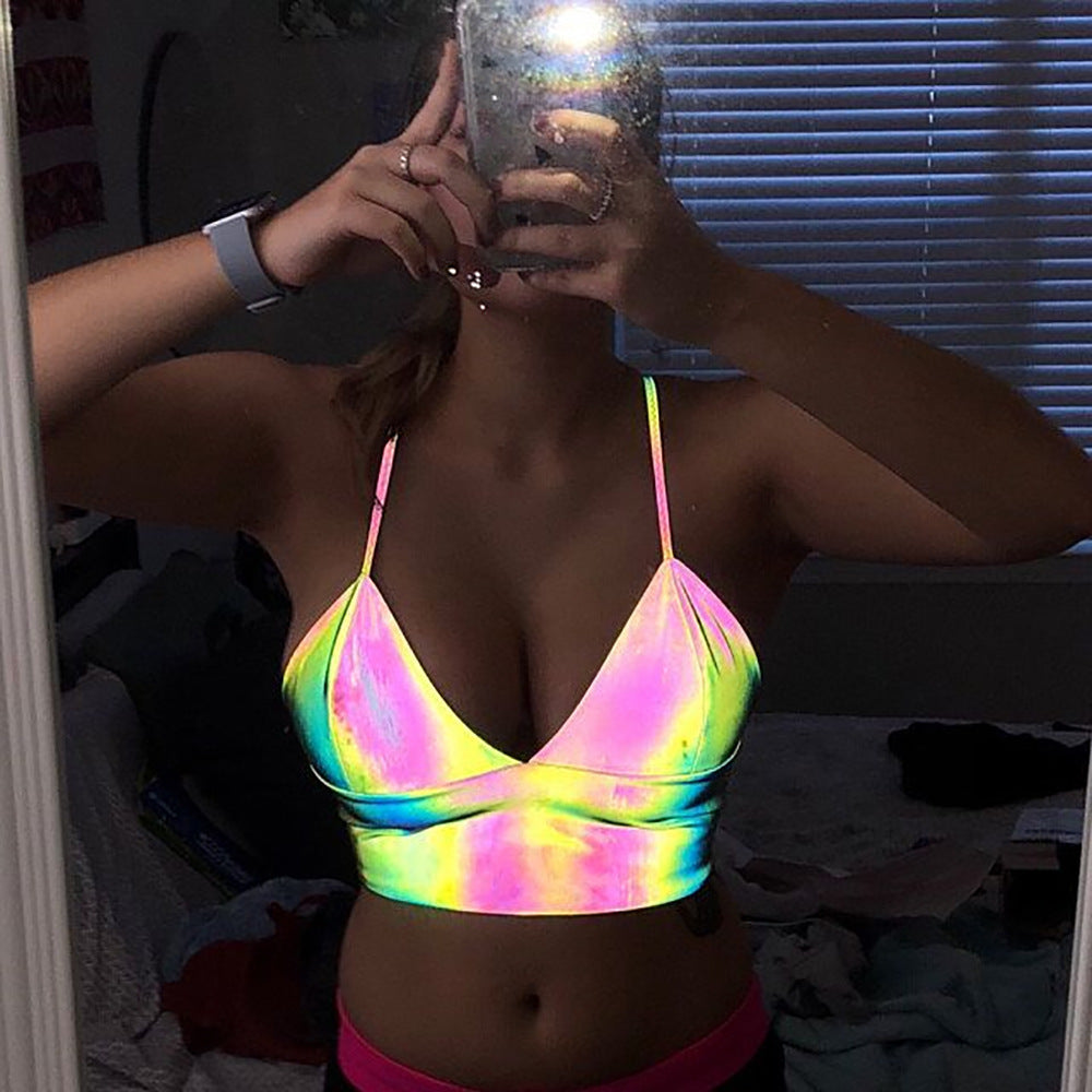 Damen Cropped Bralette Schimmer Effekt Heidi-Mode - Eveloria
