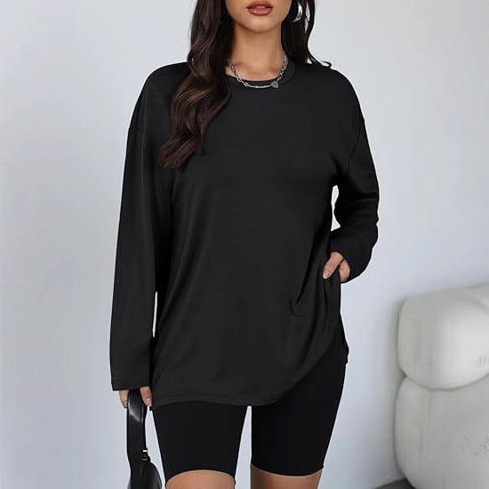 Damen Longsleeve T-Shirt mit Seitenschlitzen Eveloria