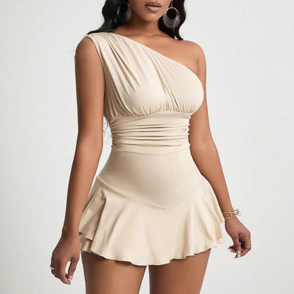 Damen Asymmetrisches Minikleid Weiches Material Elegantes