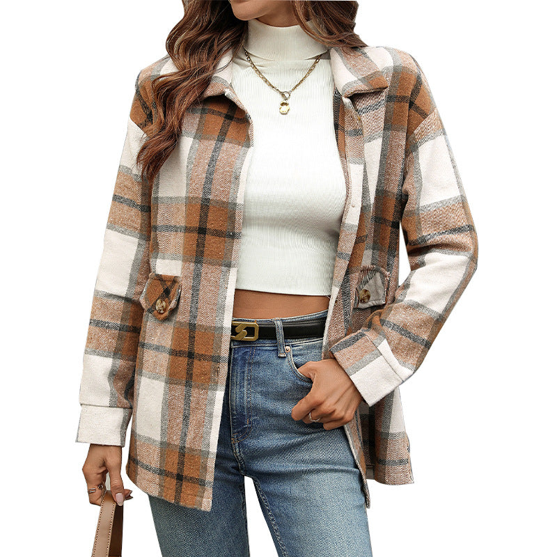 Damen Kariert-Shirtjacke Weich Eveloria