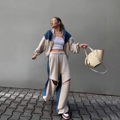 Damen Sportanzug Lässige Jacke Weite Hose Eveloria - Eveloria