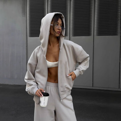 Damen Oversized Kapuzenjacke Jogginghose Set Eveloria - Eveloria