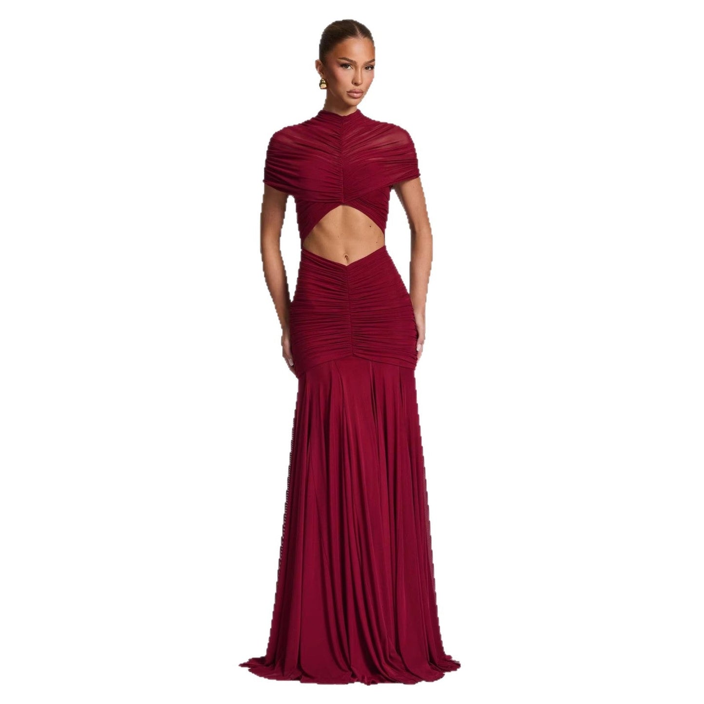 Damen Abendkleid Cut-Out-Design gefalteter Stoff Eveloria