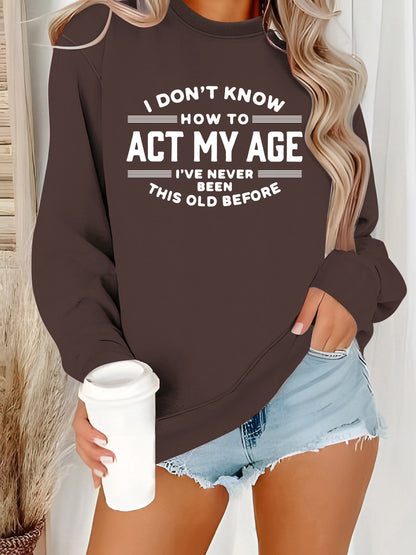 Damen Sweatshirt Lässiger Schnitt Humorvolles Design Grau