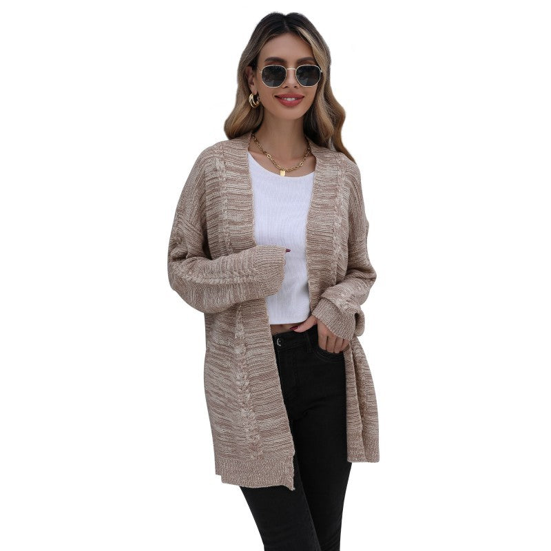 Damen Cardigan Lässiger Schnitt Strukturstrick Beige