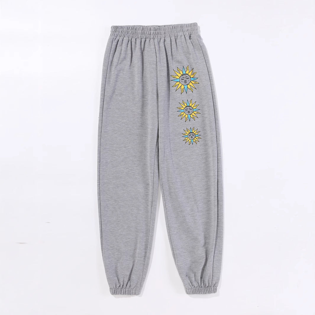Damen Sweatpants Bequem Sonnenmotiv Trend Eveloria