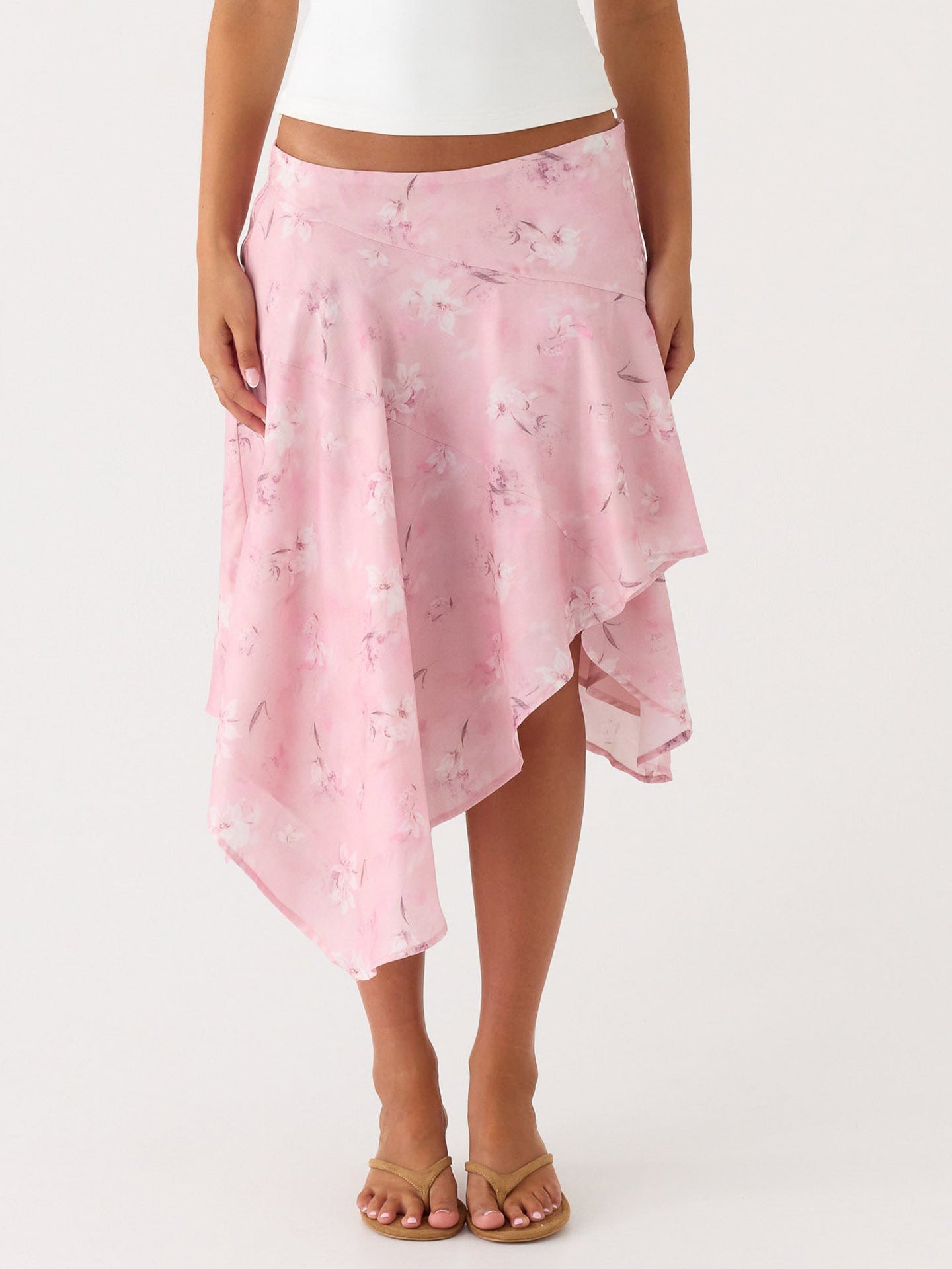 Damen Asymmetrischer Maxi-Rock Florales Design Schwingender Fall