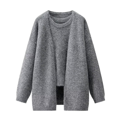 Damen Strickmantel Weich Soft Oversized Elegant Beige