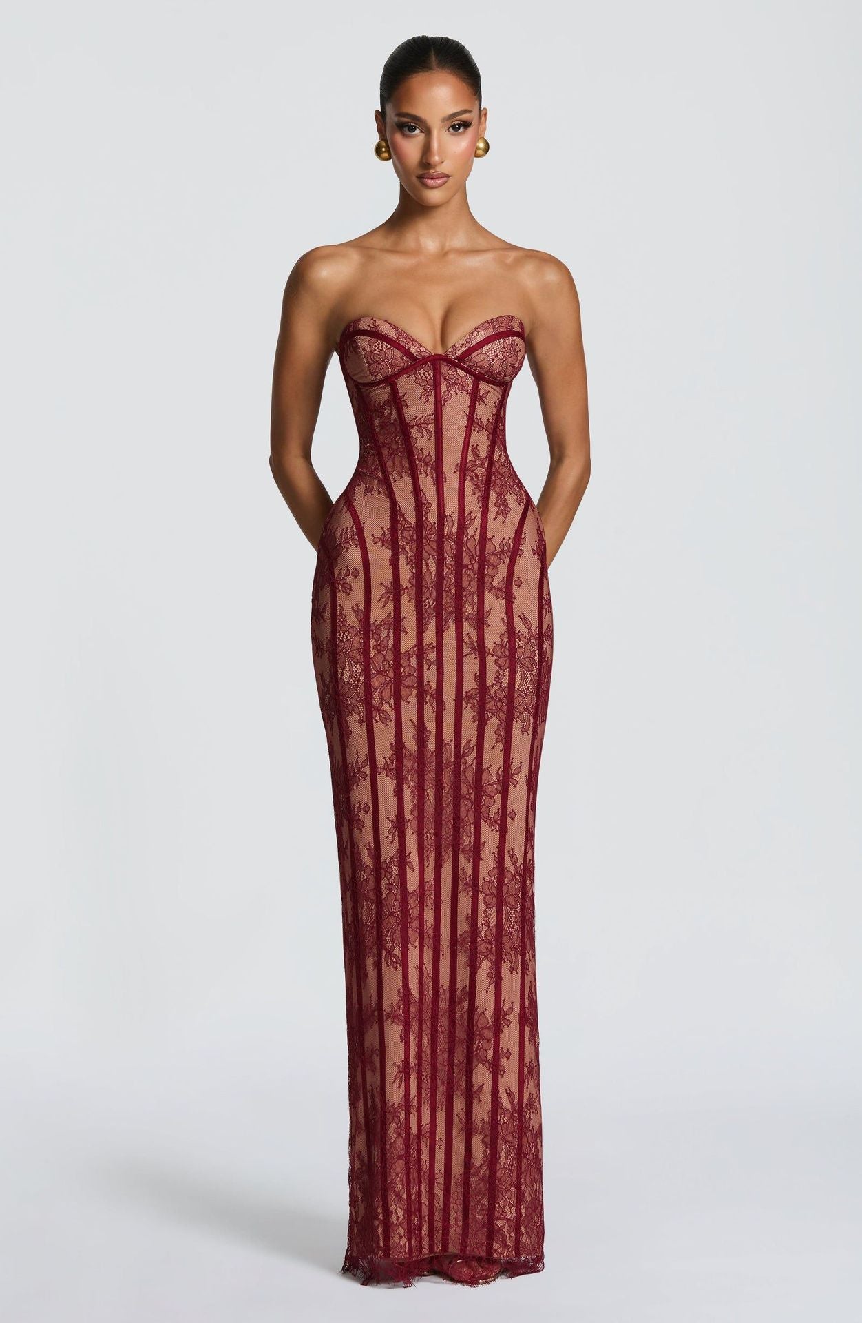 Damen Spitzenkleid mit Bustier-Oberteil und eleganten Details Eveloria