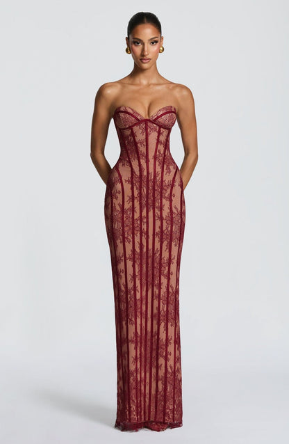 Damen Spitzenkleid mit Bustier-Oberteil und eleganten Details Eveloria